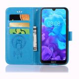 Peňaženkové kožené puzdro OWL na Huawei Y5 2019- Modrá