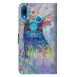 Peňaženkové 3D puzdro na Huawei P20 Lite – Watercolor Owl