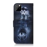 Peňaženkové 3D kožené puzdro na iPhone 11 Pro Max - Wolf and Dog
