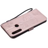 Peňaženkové puzdro Pressed Printing Butterfly Pattern na Huawei P Smart Z -Rose Gold