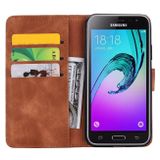 Peňaženkové kožené puzdro SUN na Samsung Galaxy J5 2016 – Hnedá