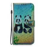 Peňaženkové kožené puzdro na LG Q60 - Two Pandas
