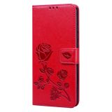 Peňaženkové kožené puzdro ROSES na Xiaomi Redmi 9C - červená
