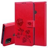 Peňaženkové kožené puzdro ROSES na Xiaomi Redmi 9C - červená