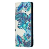 Peňaženkové kožené puzdro na Samsung Galaxy A42 5G - Blue Leaf