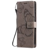 Peňaženkové kožené puzdro Motýľ pre Motorola Moto G 5G Plus - Sivá