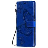 Peňaženkové kožené puzdro Motýľ pre Motorola Moto G 5G Plus - Modrá