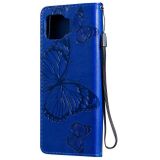 Peňaženkové kožené puzdro Motýľ pre Motorola Moto G 5G Plus - Modrá