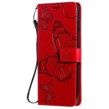 Peňaženkové kožené puzdro Motýľ pre Motorola Moto G 5G Plus - Červená