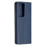 Peňaženkové kožené puzdro Magnetic na Samsung Galaxy S21 Ultra 5G - Modrá