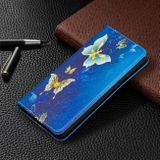 Peňaženkové kožené puzdro DRAWING na Samsung Galaxy S21 Plus 5G - Gold Butterflies