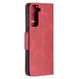 Peňaženkové kožené puzdro LAMBSKIN na Samsung Galaxy S21 5G - Červená