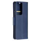 Peňaženkové kožené LAMBSKIN puzdro na Samsung Galaxy S21 Ultra 5G - Modrá