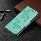 Peňaženkové kožené puzdro BUTTERFLIES na Samsung Galaxy  S21 5G  - Zelená