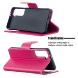 Peňaženkové kožené puzdro BUTTERFLIES na Samsung Galaxy  S21 5G  - Ružovočervená