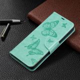 Peňaženkové kožené BUTTERFLIES puzdro na Samsung Galaxy S21 Ultra 5G - Zelená