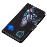 Peňaženkové kožené puzdro na Samsung Galaxy A12 - Blue Butterfly Cat Eyes