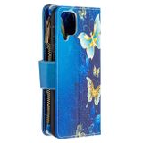 Peňaženkové kožené puzdro na Samsung Galaxy A12 - Gold Butterflies
