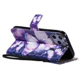 Peňaženkové 3D puzdro na iPhone 12 Pro Max - Purple Butterflies