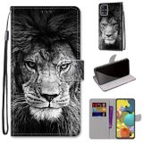 Peňaženkové kožené puzdro na Samsung Galaxy A51 5G - Black and White Lion Head