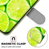 Peňaženkové kožené puzdro na iPhone 12 Mini - Green Lemon