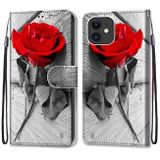 Peňaženkové kožené puzdro na iPhone 12 Mini - Wood Red Rose