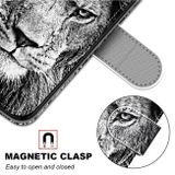 Peňaženkové kožené puzdro na iPhone 12 Mini - Black White Lion Head