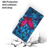 Peňaženkové kožené puzdro na iPhone 12 Mini - Blue Red Butterfly