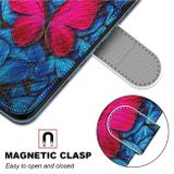 Peňaženkové kožené puzdro na iPhone 12 Mini - Blue Red Butterfly