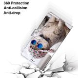 Peňaženkové kožené puzdro na iPhone 12 Mini - Slant Hat Blue Mirror Cat