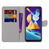 Peňaženkové kožené puzdro na Samsung Galaxy A11 / M11 - Purple Green Starry Sky