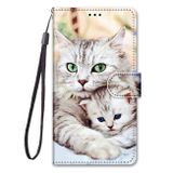 Peňaženkové kožené puzdro DRAWING na Samsung Galaxy S21 Plus 5G - Big Cat Hugging Kitten