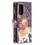 Peňaženkové kožené puzdro na Samsung Galaxy A52 5G / A52s 5G - Flower Elephants