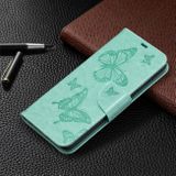 Peňaženkové kožené puzdro BUTTERFLIES na Samsung Galaxy  A52 5G / A52s 5G - Zelená