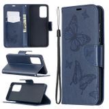 Peňaženkové kožené puzdro BUTTERFLIES na Samsung Galaxy  A52 5G / A52s 5G - Modrá