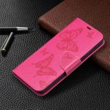 Peňaženkové kožené puzdro BUTTERFLIES na Samsung Galaxy  A52 5G / A52s 5G - Ružovočervená