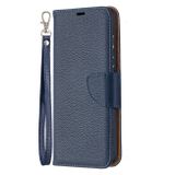 Peňaženkové kožené puzdro LITCHI na Samsung Galaxy  A52 5G / A52s 5G - Tmavomodrá