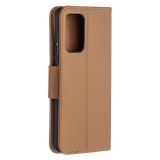 Peňaženkové kožené puzdro LITCHI na Samsung Galaxy  A52 5G / A52s 5G - Hnedá