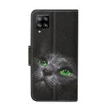 Peňaženkové kožené puzdro na Samsung Galaxy A12 - Black Cat