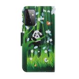 Peňaženkové kožené puzdro na Samsung Galaxy A72 5G - Panda