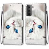 Peňaženkové kožené DRAWING puzdro na Samsung Galaxy S21 Plus 5G - White Kitten