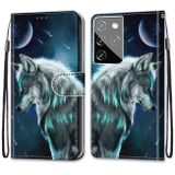 Peňaženkové kožené DRAWING puzdro na Samsung Galaxy S21 Ultra 5G - Pensive Wolf