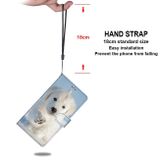 Peňaženkové kožené DRAWING puzdro na Samsung Galaxy S21 Ultra 5G - Snow Puppy