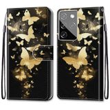 Peňaženkové kožené DRAWING puzdro na Samsung Galaxy S21 Ultra 5G - Golden Butterfly Group