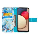 Peňaženkové kožené puzdro na Samsung Galaxy A02s - Mramor/Bledomodrá