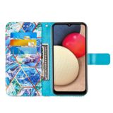 Peňaženkové kožené puzdro na Samsung Galaxy A02s - Mramor/modrá