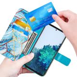 Peňaženkové kožené puzdro MARBLE na Samsung Galaxy S21 Plus 5G - Modrá