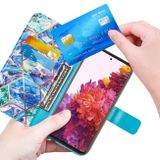 Peňaženkové kožené MARBLE puzdro na Samsung Galaxy S21 Ultra 5G - Modrozelená
