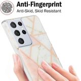 Gumený 3D kryt Marble na Samsung Galaxy S21 Ultra 5G - Ružovobiela