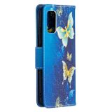 Peňaženkové kožené puzdro na Samsung Galaxy A02s - Blue Butterfly